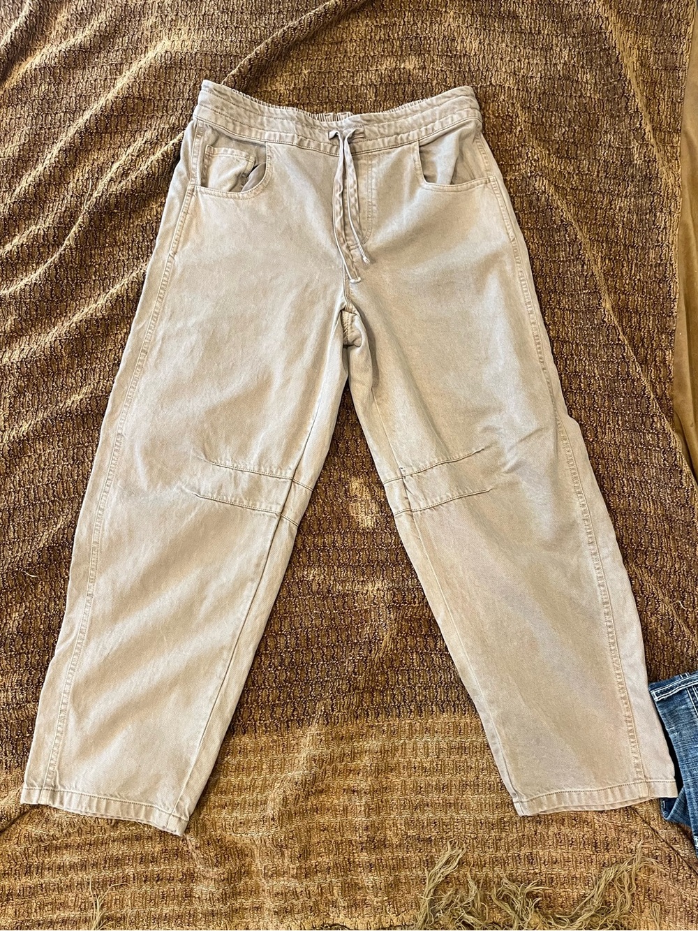YFB Women's Straight-Leg Wide Drawstring Pants in Tan